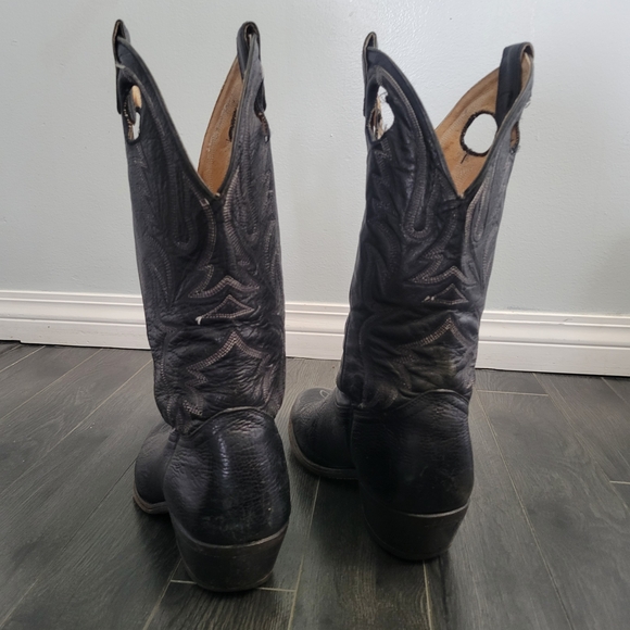TONY LAMA Vintage Black Western Leather Cowboy Boots Womens Size 8.5 - Picture 4 of 10